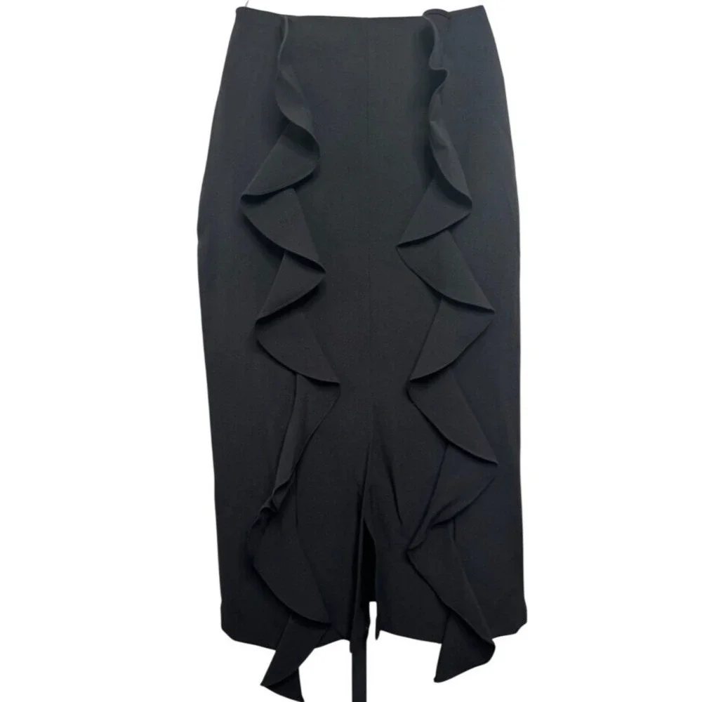 NWT‎ Drop Frill Midi Skirt Sz Small Black Whimsygoth Fairy Grunge Korean Fashion